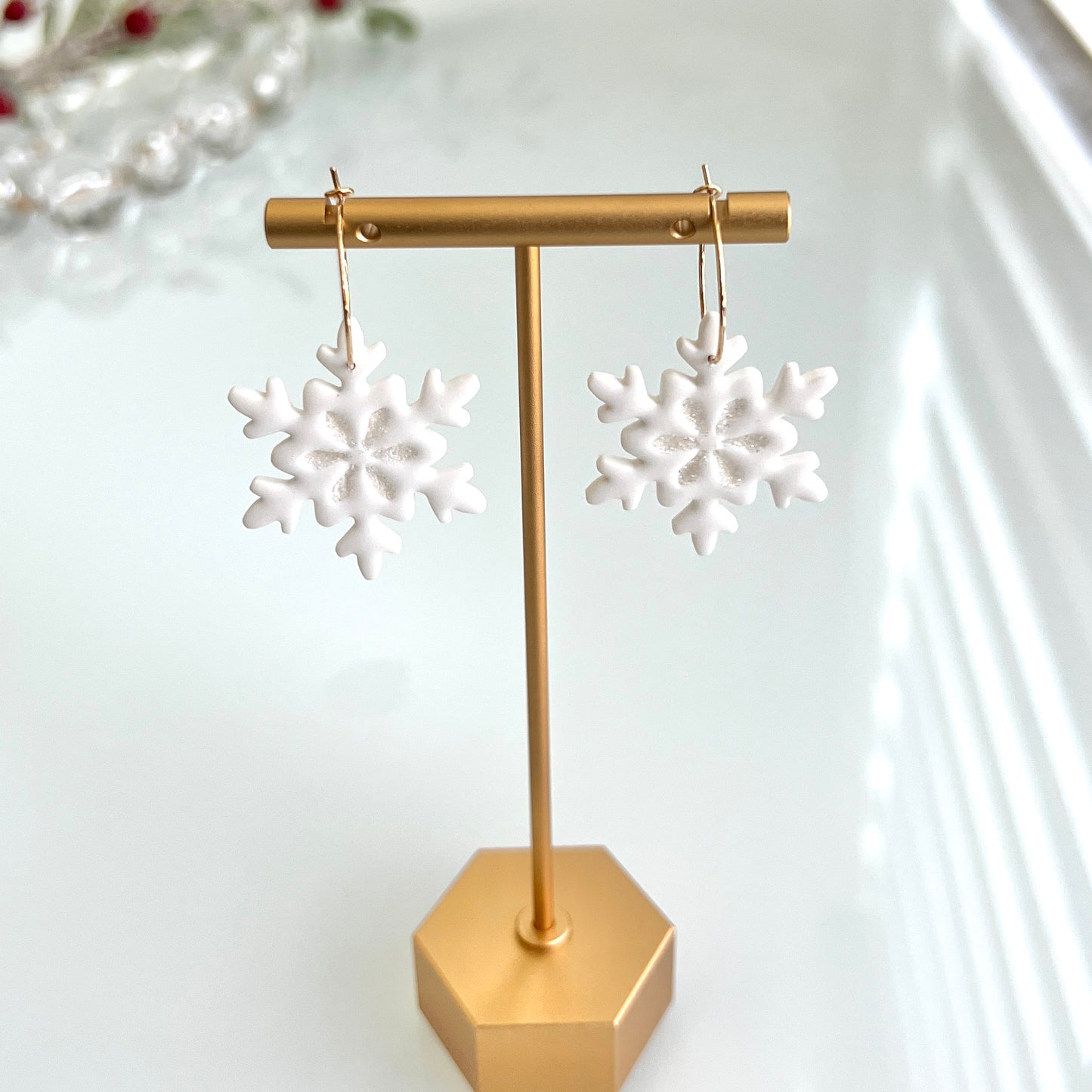 Christmas - Big snowflake hoops