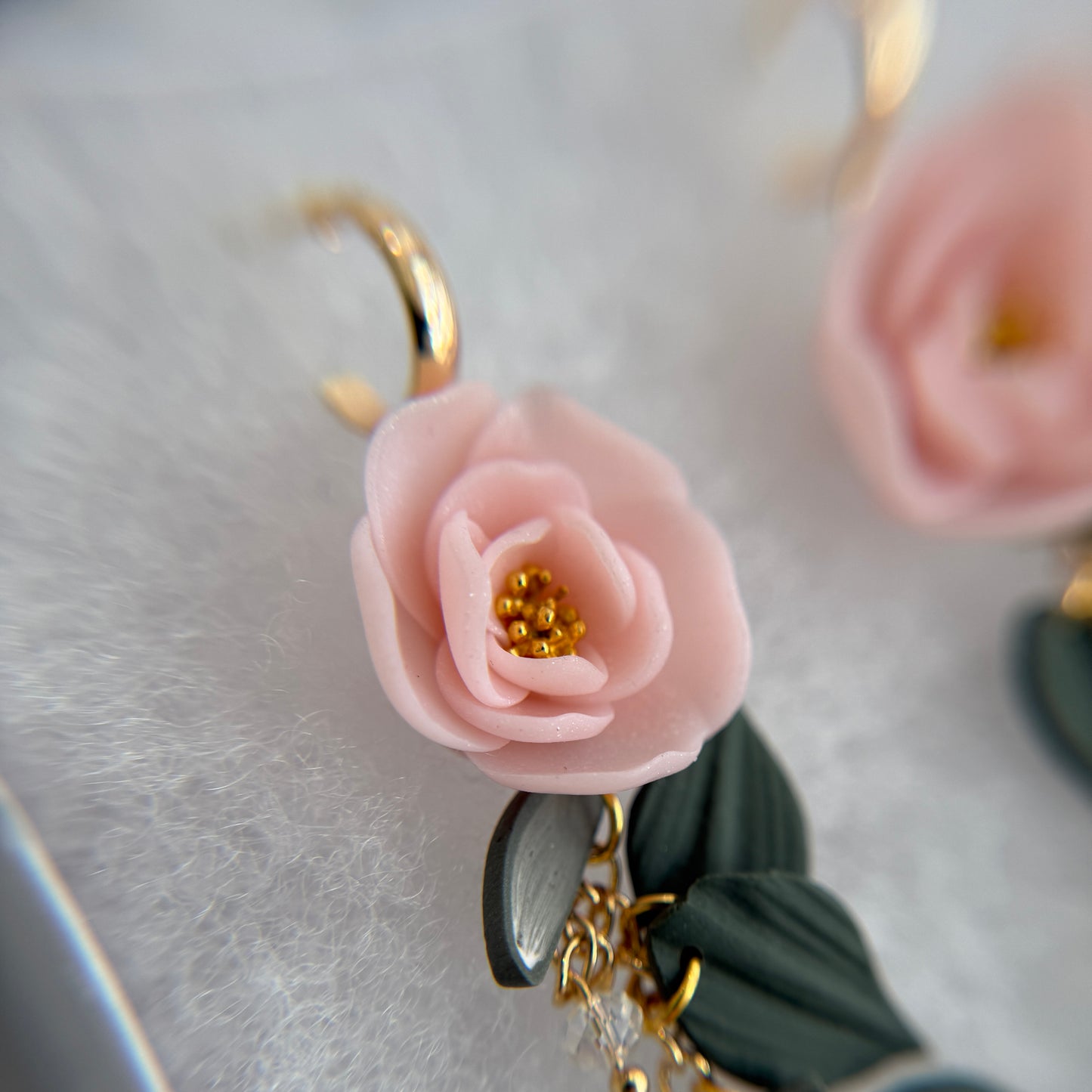Pinky rose dangles