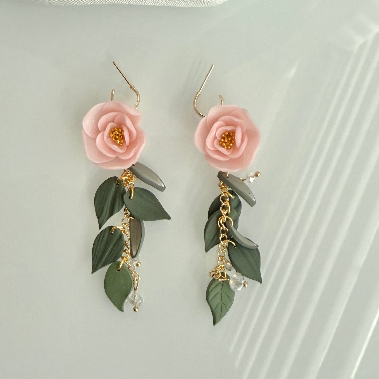 Pinky rose dangles