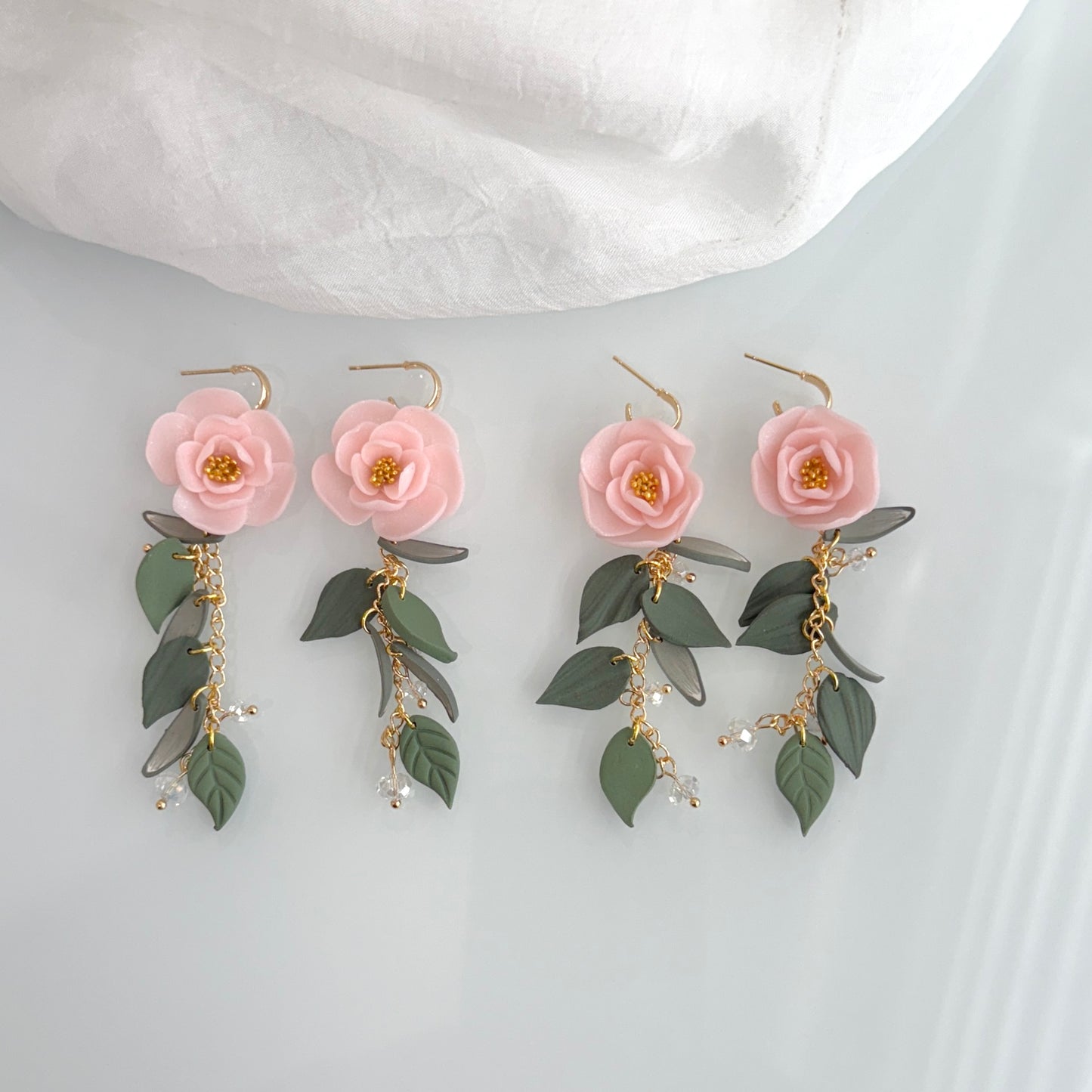 Pinky rose dangles