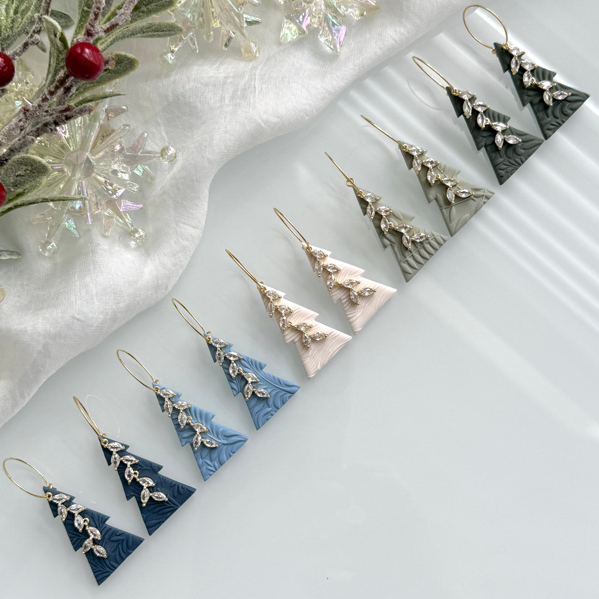 Textured Christmas tree Hoops