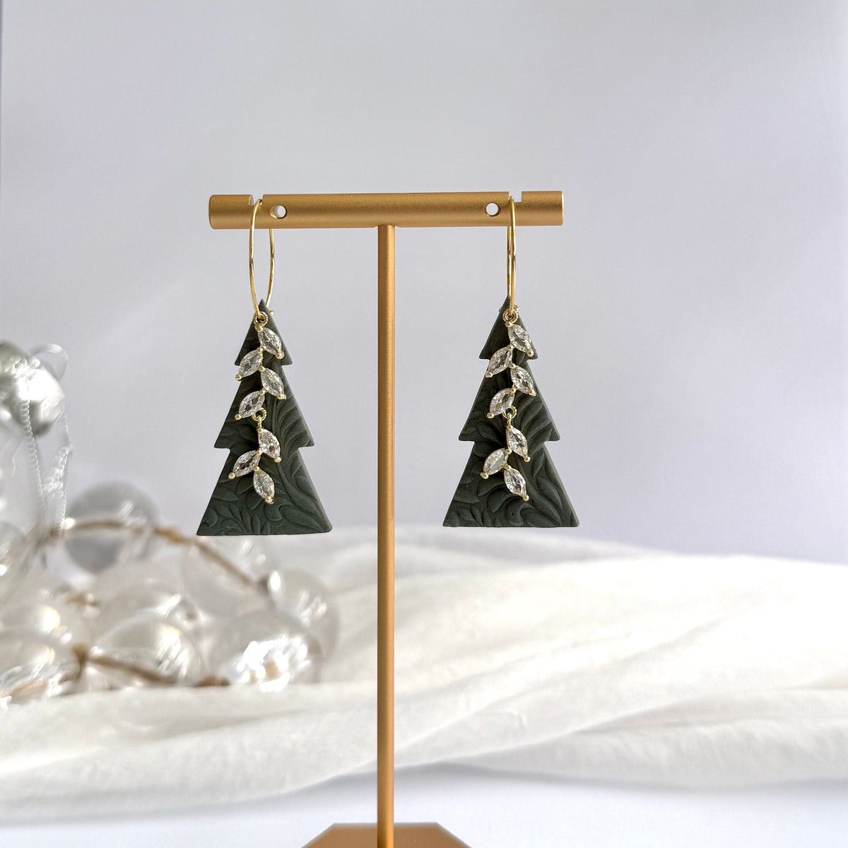 Textured Christmas tree Hoops