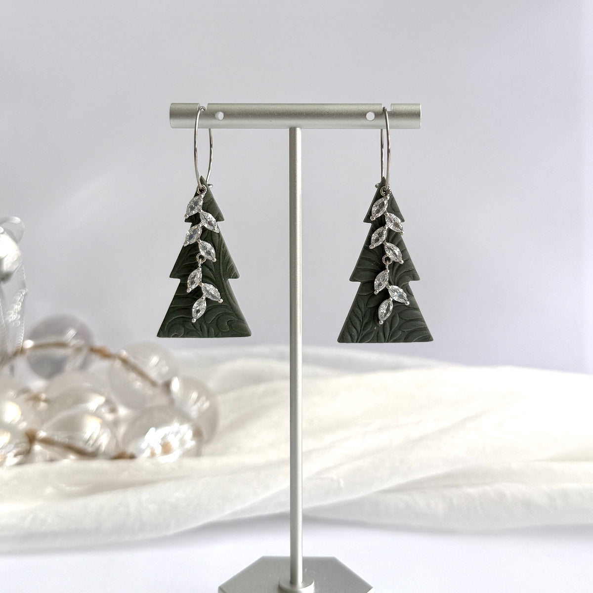 Textured Christmas tree Hoops